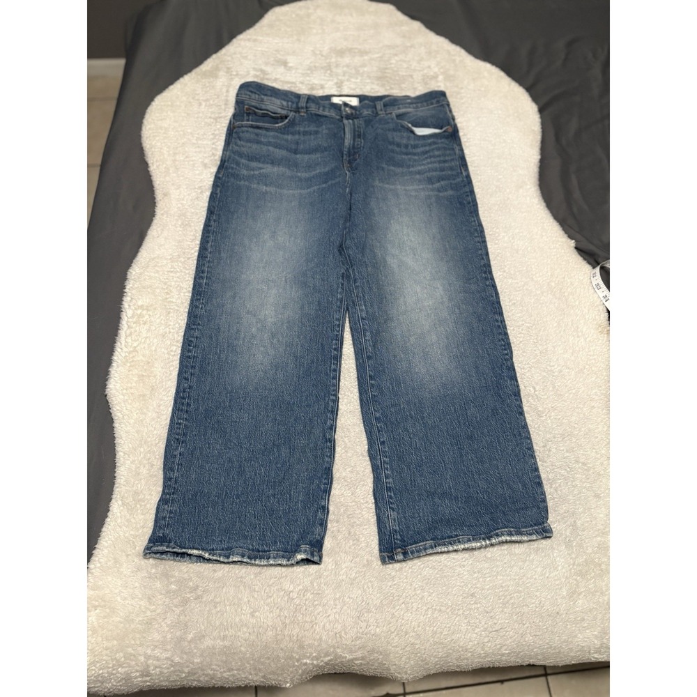 Madewell The Perfect Vintage Wide-Leg Jeans Womens 32 Petite Blue High Rise